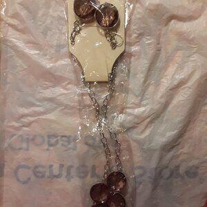 Purple Glass Necklace and Earring Set